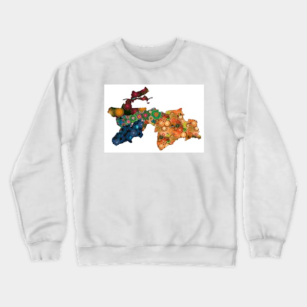 Spirograph Patterned Tajikistan Provinces Map Crewneck Sweatshirt by RachelEDesigns